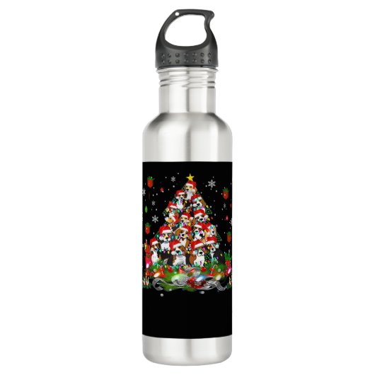 Beagle Weihnachten Funny T-Shirts Beagle Xmas Tree Edelstahlflasche (Vorderseite)