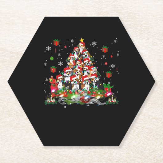 Beagle Weihnachten Funny T-Shirts Beagle Xmas Tree Untersetzer (Vorderseite)
