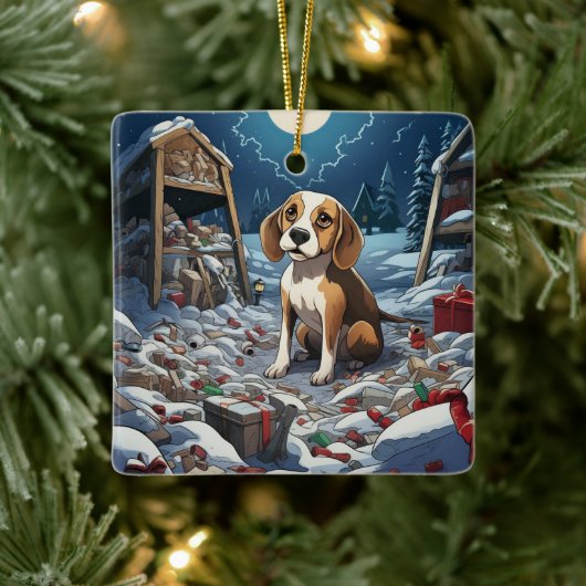 Beagle Weihnachten, Geschenk für Beagle Hund Lover Keramikornament (Baum)