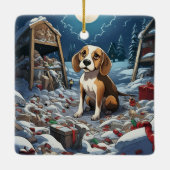 Beagle Weihnachten, Geschenk für Beagle Hund Lover Keramikornament (Rückseite)