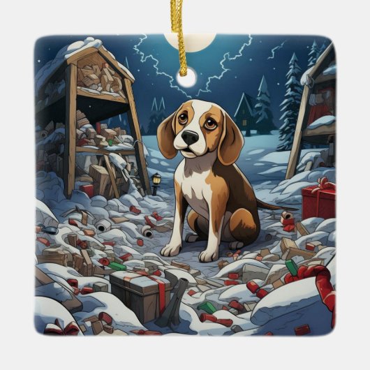 Beagle Weihnachten, Geschenk für Beagle Hund Lover Keramikornament (Vorderseite)
