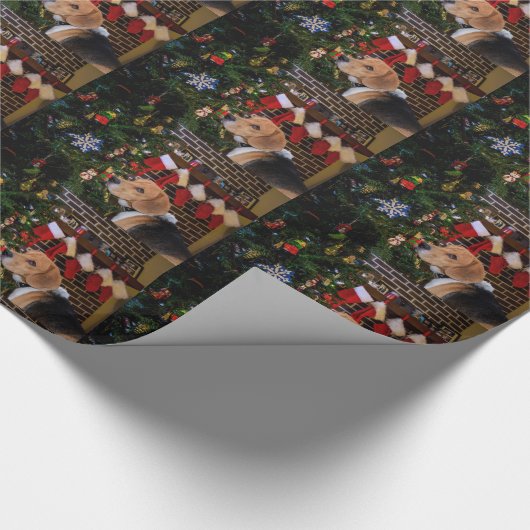 Beagle-Weihnachten Geschenkpapier (Ecke)