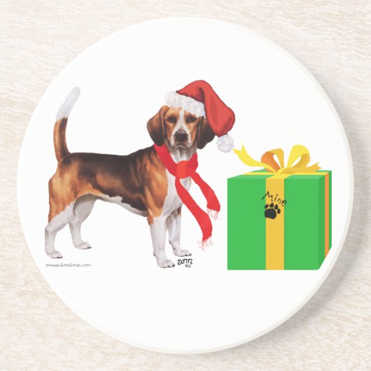 Beagle Weihnachten Getränkeuntersetzer (Vorne)