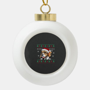 Beagle Weihnachten Hässlicher Hund Xmas Oversized  Keramik Kugel-Ornament