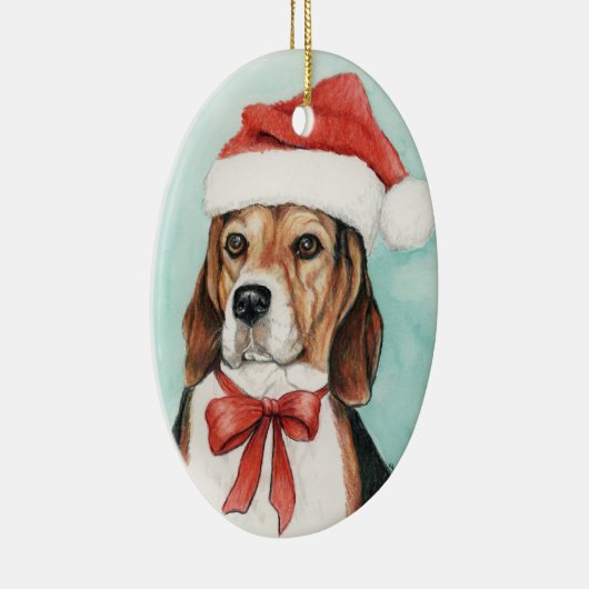 Beagle Weihnachten Hund Kunstschmuck Keramikornament (Rechts)