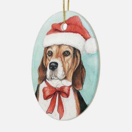 Beagle Weihnachten Hund Kunstschmuck Keramikornament (Links)