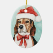 Beagle Weihnachten Hund Kunstschmuck Keramikornament (Vorne)