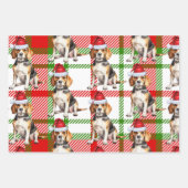 Beagle Weihnachten Hund Roter Feiertag Kariert Geschenkpapier Set (Vorderseite 3)
