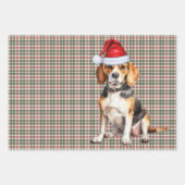 Beagle Weihnachten Hund Roter Feiertag Kariert Geschenkpapier Set (Vorderseite 2)
