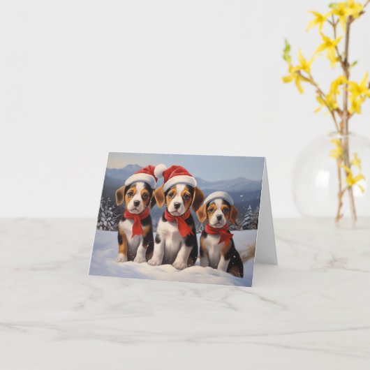 Beagle Weihnachten Karte (Gelbe Blume)