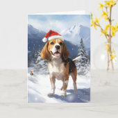 Beagle Weihnachten Karte (Gelbe Blume)