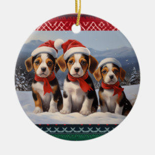 Beagle Weihnachten Keramik Ornament