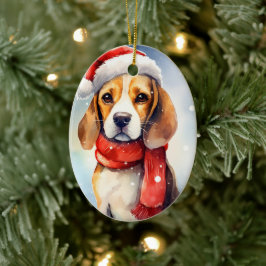 Beagle Weihnachten Keramik Ornament