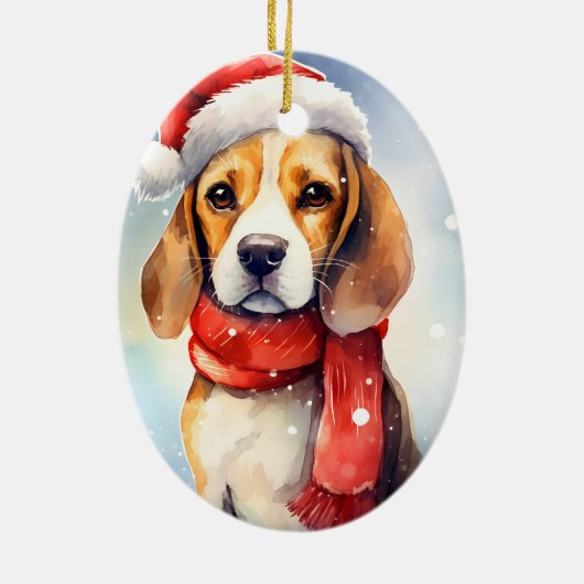 Beagle Weihnachten Keramik Ornament (Hinten)