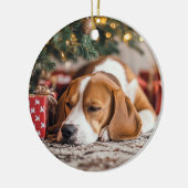 Beagle Weihnachten Keramik Ornament (Links)