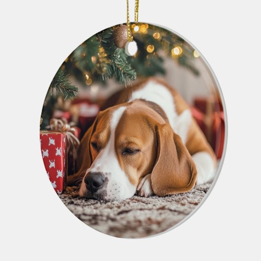 Beagle Weihnachten Keramik Ornament (Links)