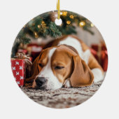Beagle Weihnachten Keramik Ornament (Hinten)