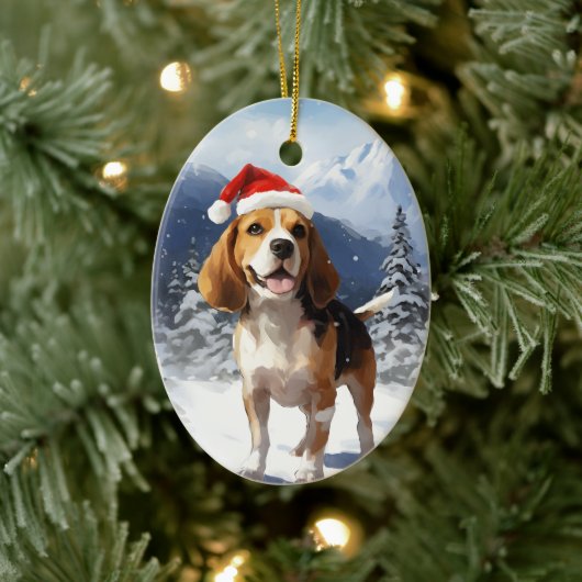 Beagle Weihnachten Keramik Ornament (Baum)