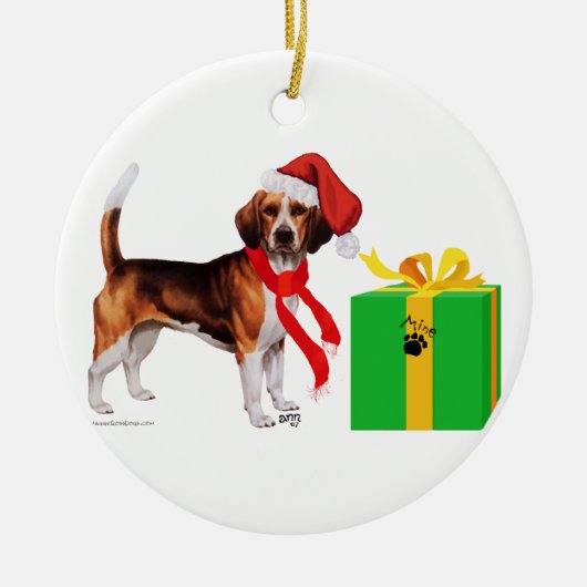 Beagle Weihnachten Keramikornament (Vorne)
