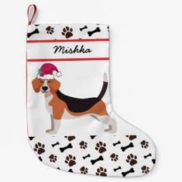 Beagle Weihnachten mit eigenem Hundenamen Kleiner Weihnachtsstrumpf