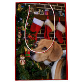 Beagle Weihnachten Mittlere Geschenktüte (Vorderseite)