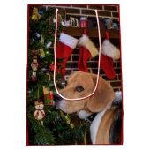 Beagle Weihnachten Mittlere Geschenktüte (Rückseite)