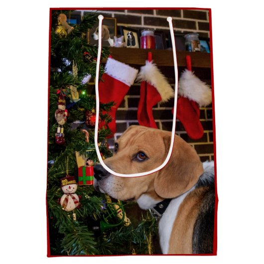Beagle Weihnachten Mittlere Geschenktüte (Rückseite)