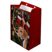 Beagle Weihnachten Mittlere Geschenktüte (Rückseite Schrägansicht)