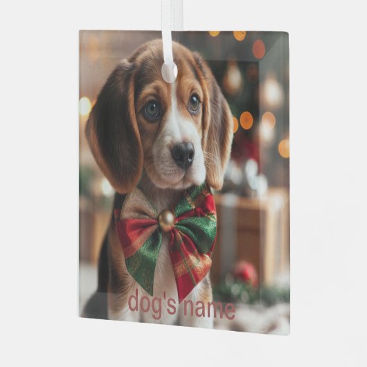 Beagle Weihnachten Ornament Aus Glas (Vorderseite links)