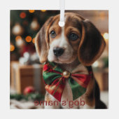 Beagle Weihnachten Ornament Aus Glas (Rückseite)