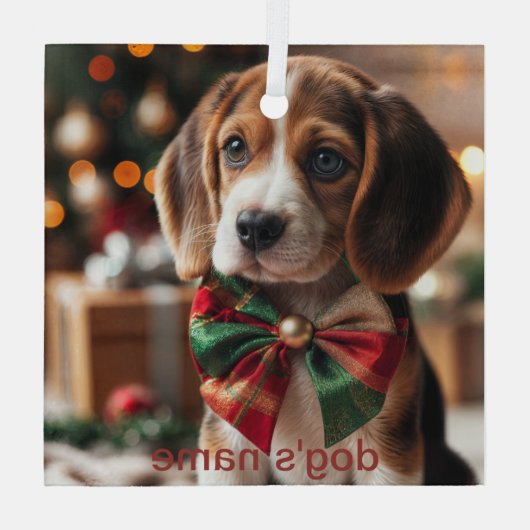 Beagle Weihnachten Ornament Aus Glas (Rückseite)
