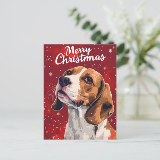 Beagle Weihnachten Postkarte (Stehend Vorderseite)