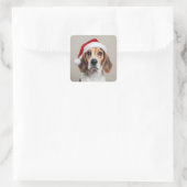 Beagle Weihnachten Quadratischer Aufkleber (Tasche)
