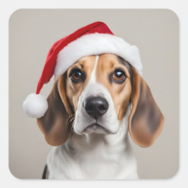 Beagle Weihnachten Quadratischer Aufkleber