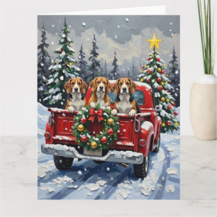 Beagle Weihnachten Rotes Lastwagen Ferien Karte