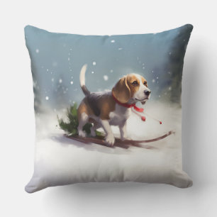 Beagle Weihnachten Schnee Winter Kissen