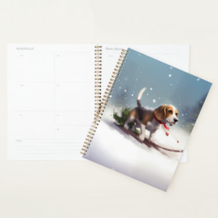 Beagle Weihnachten Schnee Winter Planer