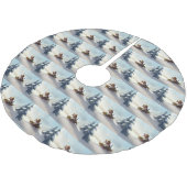 Beagle Weihnachten Schnee Winter Polyester Weihnachtsbaumdecke (Schrägansicht)