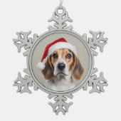 Beagle Weihnachten Schneeflocken Zinn-Ornament (Vorderseite)