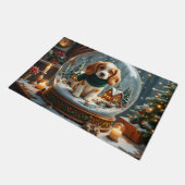 Beagle-Weihnachten Schneekugel Kunst Fußmatte (Schrägansicht)