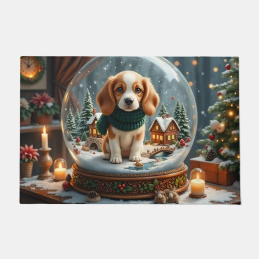 Beagle-Weihnachten Schneekugel Kunst Fußmatte (Vorderseite)