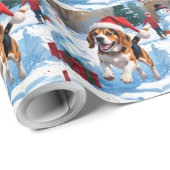 Beagle Weihnachten Weihnachtsfest Schneeszene Geschenkpapier (Rolleneckpunkt)