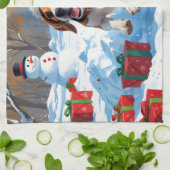 Beagle Weihnachten Weihnachtsfest Schneeszene Geschirrtuch (Gefaltet)