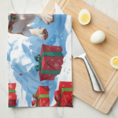 Beagle Weihnachten Weihnachtsfest Schneeszene Geschirrtuch (Viertel Falte)