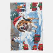 Beagle Weihnachten Weihnachtsfest Schneeszene Geschirrtuch (Vertikal)