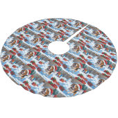 Beagle Weihnachten Weihnachtsfest Schneeszene Polyester Weihnachtsbaumdecke (Schrägansicht)