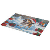 Beagle Weihnachten Weihnachtsfest Schneeszene Schneidebrett (Ecke)