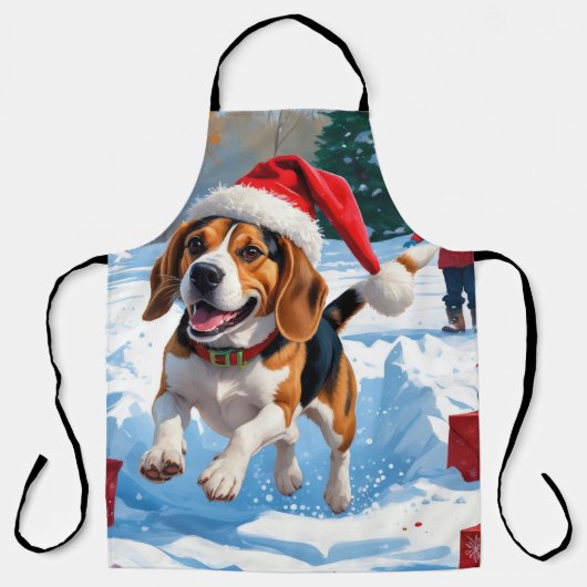 Beagle Weihnachten Weihnachtsfest Schneeszene Schürze (Vorderseite)
