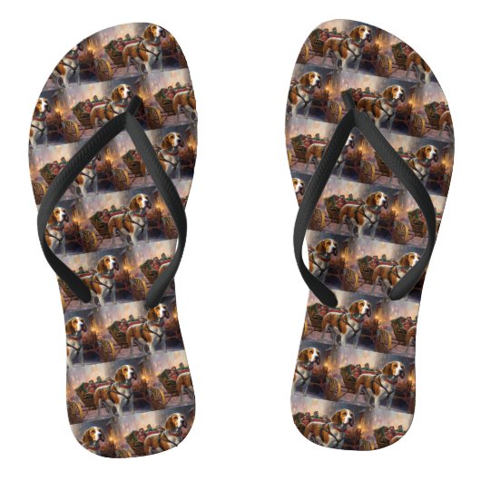 Beagle Weihnachts-Feiertage Badesandalen (Fußbett)