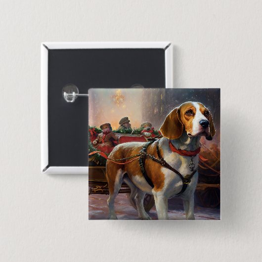 Beagle Weihnachts-Feiertage Button (Vorne & Hinten)